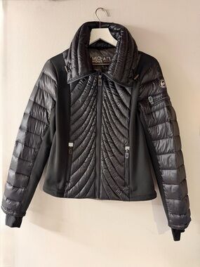Michael Kors Jacket Women's Black Quilted Hybrid Puffer Spring Down Feather Sz M
